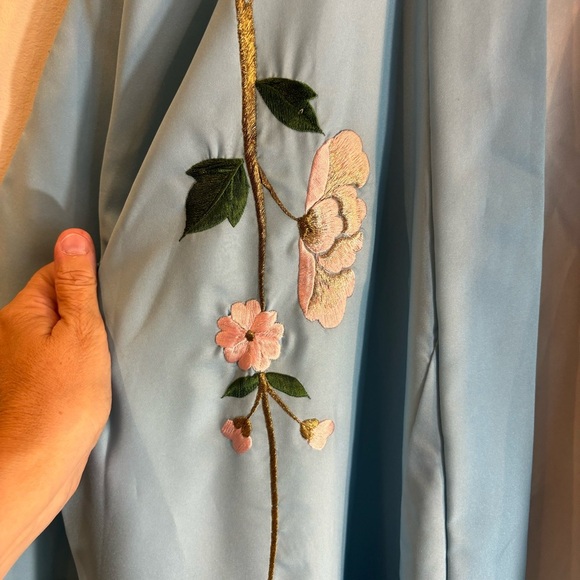 KIMONO Sz L (estimated) Made in Japan Lined Embroidered Peacock Lightweight Long - Picture 5 of 13